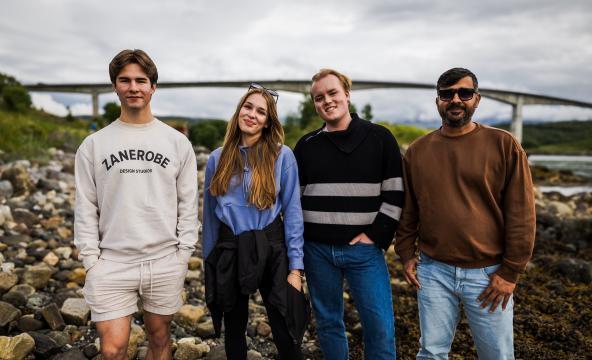 Summer course in Bodø July 2024. Students in front of Saltstraumen bridge.
