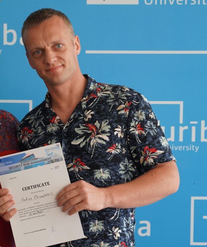 Andris Bernatovičs, Turiba University student of “Organisational security” bachelor study programme. 