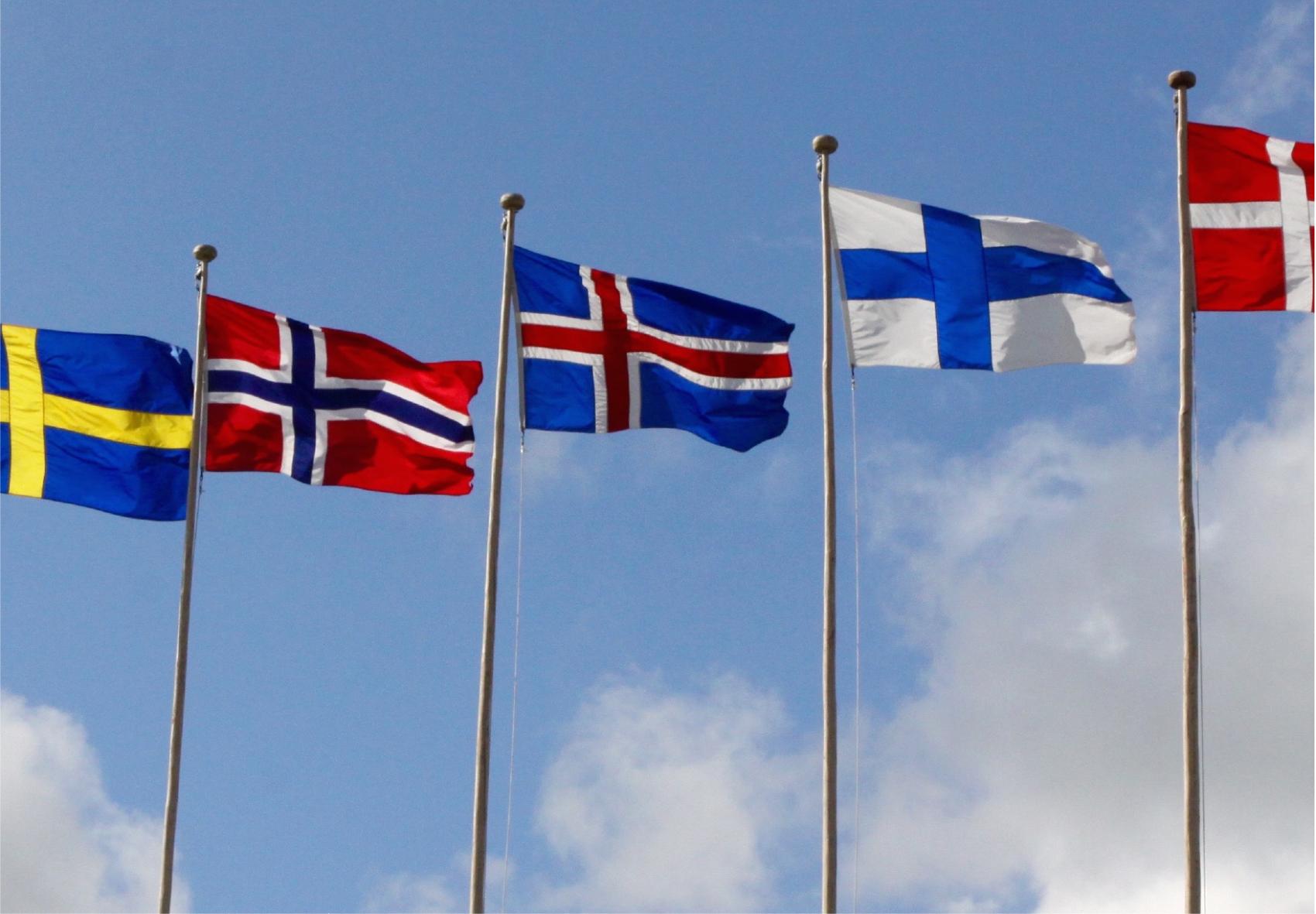 Nordic flags. Photo.