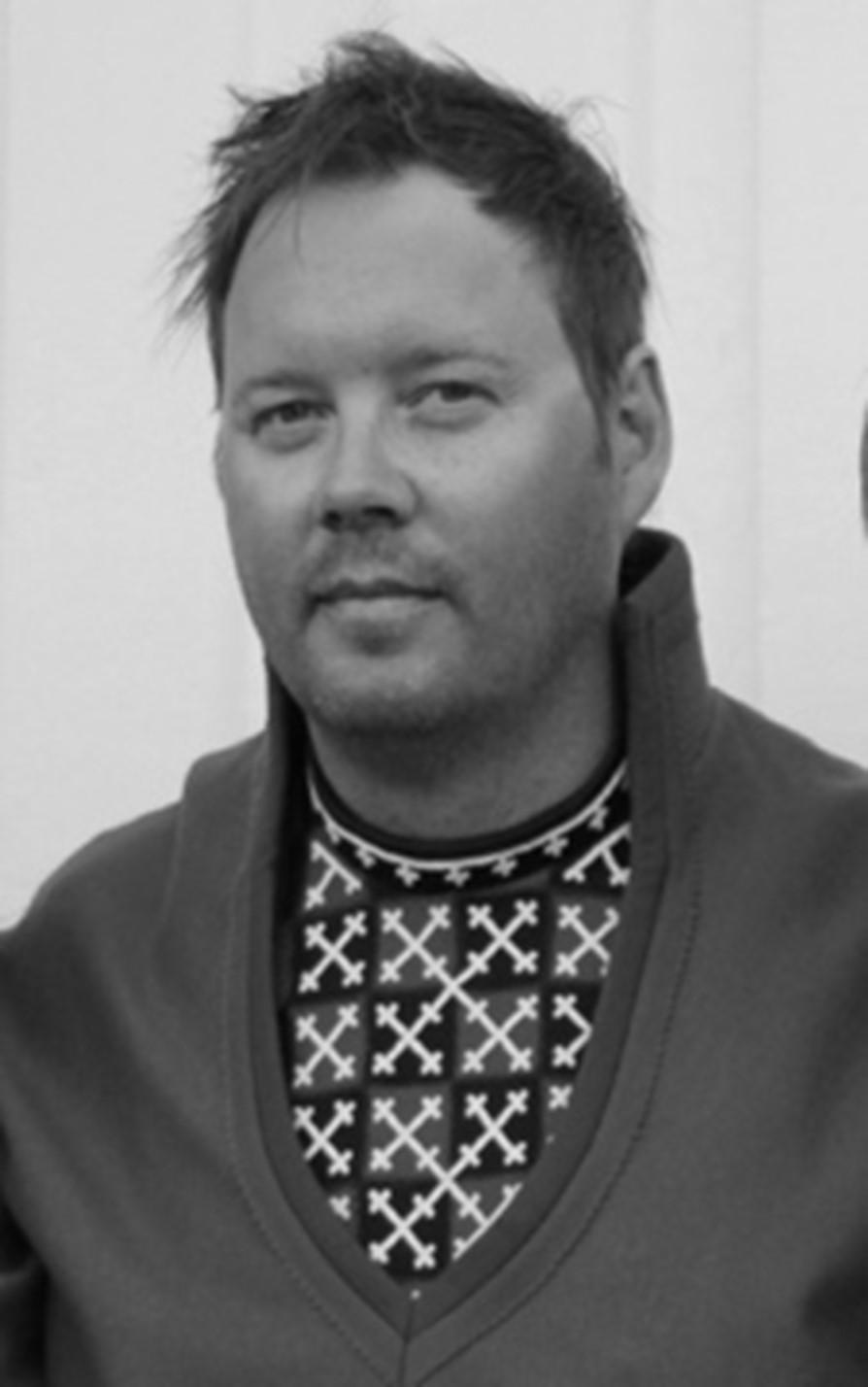 Black and white portrait of a man.